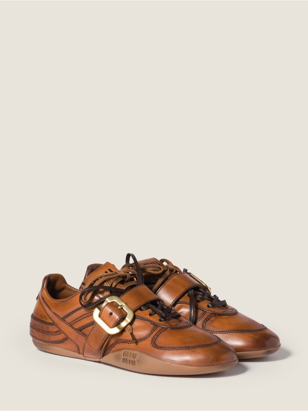New Miu Miu Gymnasium leather sneakers with buckle $1,320 36